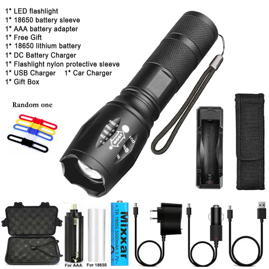 Z45 Led Flashlight Ultra Bright Waterproof MINI Torch T6/L2/V6 zoomable 5 Modes 18650 rechargeable Battery