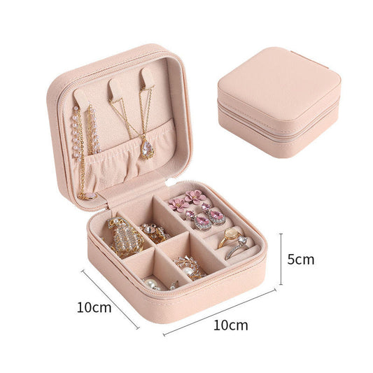 Portable Mini Jewelry Storage Box Travel Organizer Jewelry Case Leather Storage Earrings Necklace Ring Jewelry Organizer Display