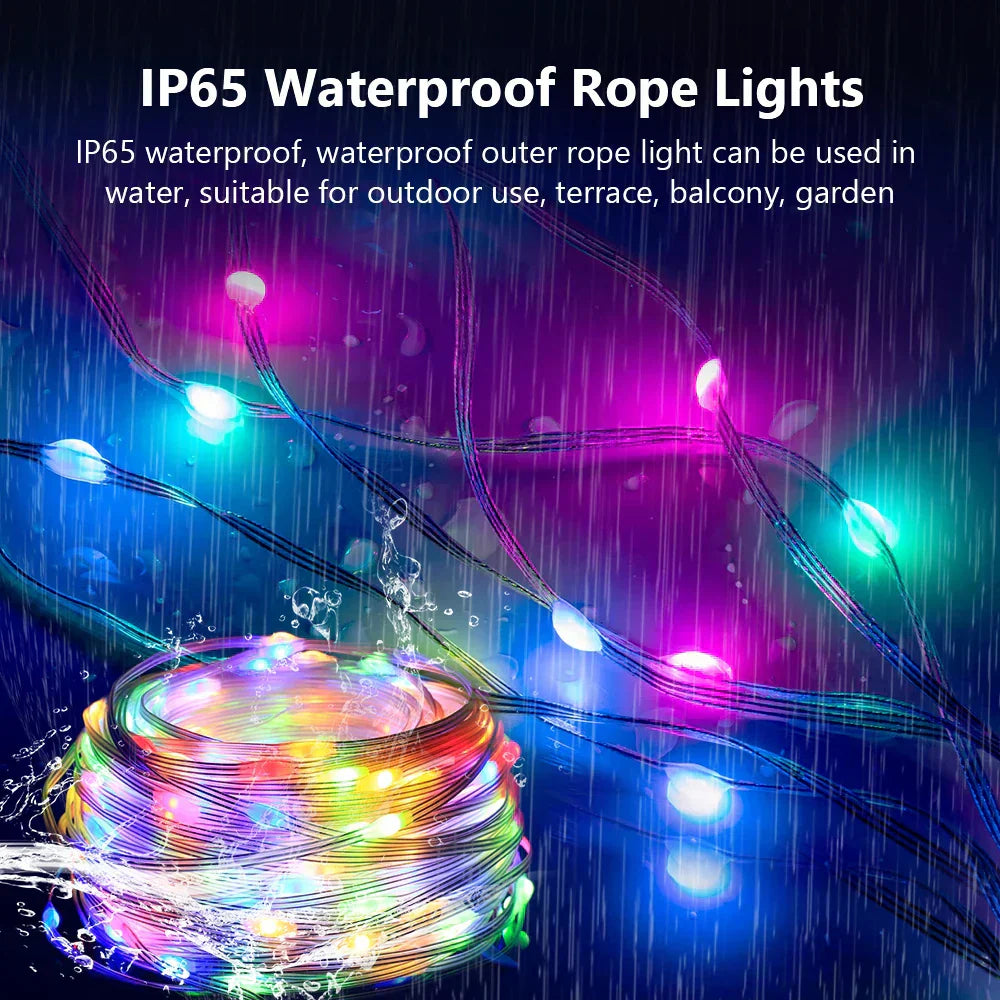 LED Multicolor Fairy String Lights 20m 200leds 5V Addressable Waterproof Curtain Lights Christmas Lights Remote & Bluetooth