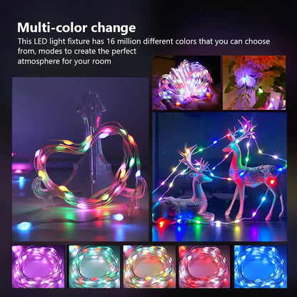 LED Multicolor Fairy String Lights 20m 200leds 5V Addressable Waterproof Curtain Lights Christmas Lights Remote & Bluetooth